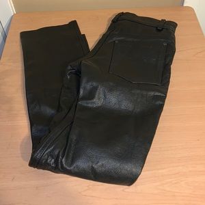 Black leather jeans size 28